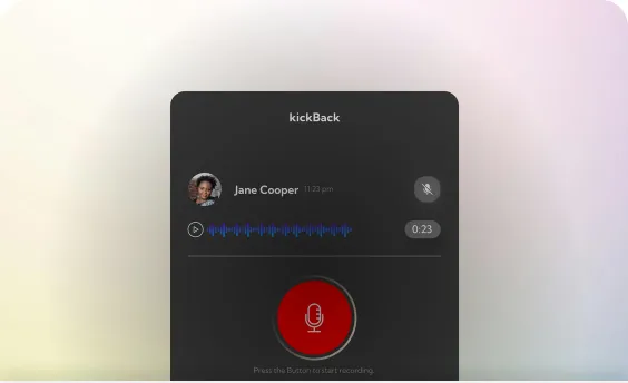 Audio post recorder with a voice message and a record button