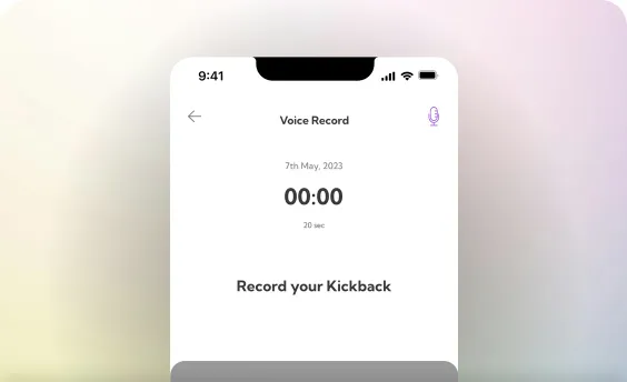 Voice record screen for replying with an audio response