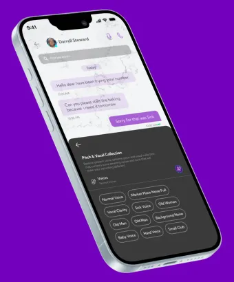 Beakick chat with voice notes and the pitch and vocal collection open