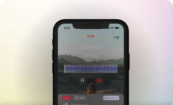 Profile voice clip being recorded with a live waveform